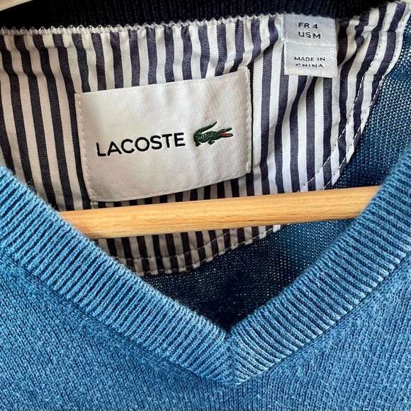 Blue Lacoste V-Neck Sweater - Picture 2 of 4